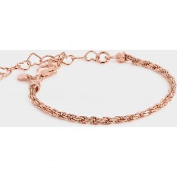 Pulsera Fábula de plata bañada en oro rosa con cuerda y corazones