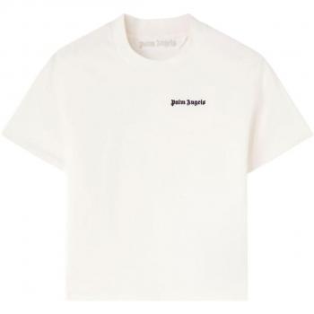 Palm Angels Women's Logo Cotton T-Shirt in White | Size Large | PWAA044S24JER001