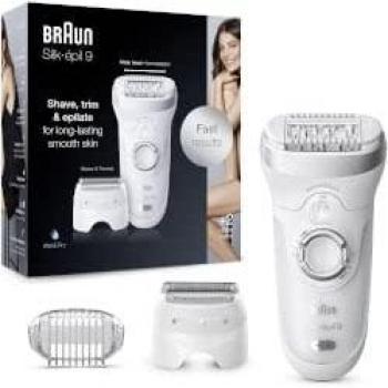 Braun Silk-épil 9 9-705 Depiladora Eléctrica para Uso en Húmedo y Seco con 40 Pinzas Blancas