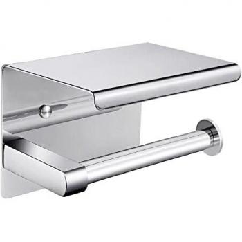 Portarrollos para Papel Higiénico, Telgoner portarrollos baño Adhesivo, Acero Inoxidable SUS304, Porta Rollos de Papel Higienico con el Teléfono Móvil Estante de Almacenamiento