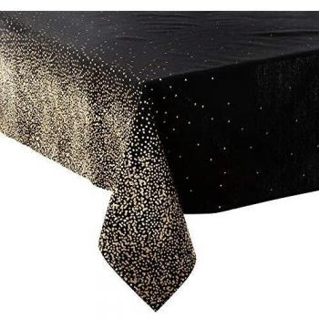 Mantel de Navidad Colorama - 140 cm x 360 cm - Leopardo Negro y Dorado - Lavable