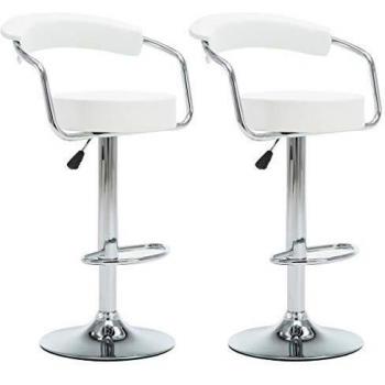 vidaXL 2X Sillas Bar Giratorias Piel Sintética 52x51x106cm Blanco Mobiliario