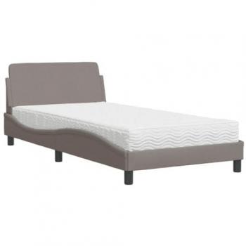 Cama con colchón de tela gris taupe 100x200 cm