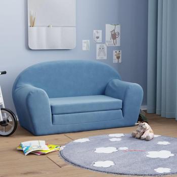 Sofá cama infantil 2 plazas azul de felpa suave