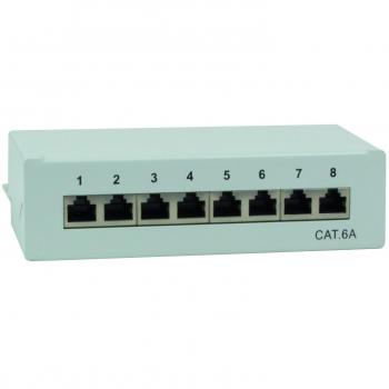 Panel de Parcheo LogiLink 8 Puertos RJ45 Cat.6A STP para Montaje en Escritorio o Pared, Color Gris