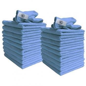 Paño de Microfibra Grande, Paquete de 20 Unidades de 40 cm x 40 cm Azul. Estupendo para la Limpieza de Coches, Lanchas, Cocina, Cuartos de Baño, Espejos, Etc. Calidad Contractual en la Que Confían Profesionales de la Limpieza. Gama para las Necesidad