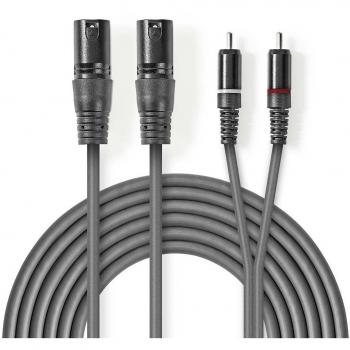 Cable de audio XLR a RCA Nedis 3 metros gris