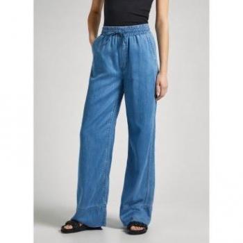 Pepe Jeans Loose Tencel Azul - Vaquero recto de mujer con tiro alto y cintura elástica