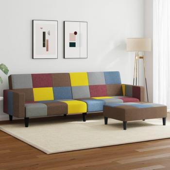 Sofá cama de 2 plazas con taburete tela Patchwork Vidaxl Multicolor