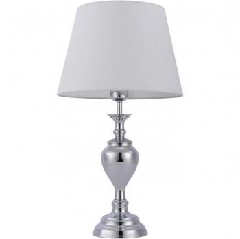 Lámpara de escritorio clásica Etien Chrome, Lámpara de Mesa Clásica Cromo 1 Luz con Pantalla Blanca, E27