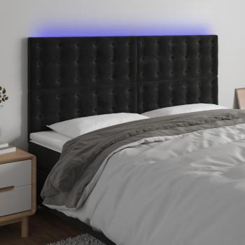 Cabecero LED Terciopelo Negro 200x5x118/128 cm