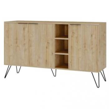 Aparador Calicosy 3 nichos y 3 puertas L142 cm marrón, material madera, color roble, dimensiones 142x36x83 cm