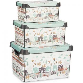 KIPIT Set de Cajas Organizadoras Apilables Road 3 Piezas Plástico