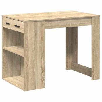 Escritorio con Cajón y Estante de Madera Contrachapada Roble Sonoma 102x62x77.5 cm