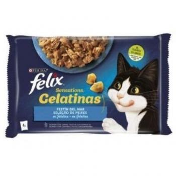 Felix Sensations Gelatinas Selección de Pescados para Gatos, Multipack 4 x 85 g