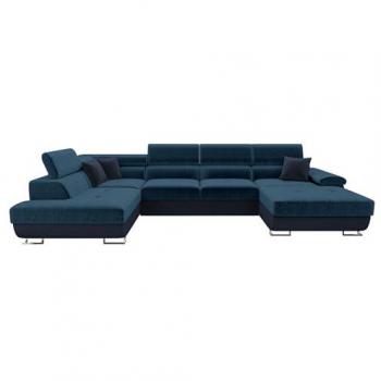 Sofá Rinconero Comfivo 241 con Función de Descanso y Caja de Ropa de Cama, U-Forma, 345x202x71cm, Otusso 22 + Velvetto 09