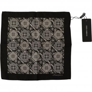 Dolce & Gabbana Black Patterned DG Printed Square Handkerchief Scarf