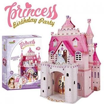 Puzzle 3D Princess Birthday Party - Casa De Muñecas para Niñas Infantil, Puzzles 3D Casas De Muñecas para Niñas, 95 Piezas, 524 Pegatinas de Cristal, 5 Años O Más