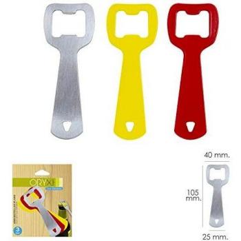 ORYX 5058000 Abrebotellas Planos Colores Surtidos 3 Piezas, 18/8_Stainless_Steel