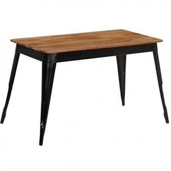 vidaXL Madera Maciza Acacia Mesa de Comedor Acero 120x60x76 cm Salón Muebles