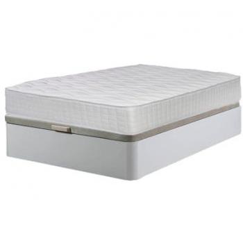 Cama Canapé Abatible Blanco 90x190 cm con Colchón Viscoelástico de 28 cm