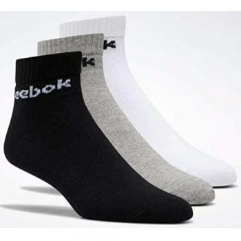 Reebok Act Core Ankle Sock 3p Calcetines, Unisex Adulto, Blanco/Negro/Brgrin, 43/46