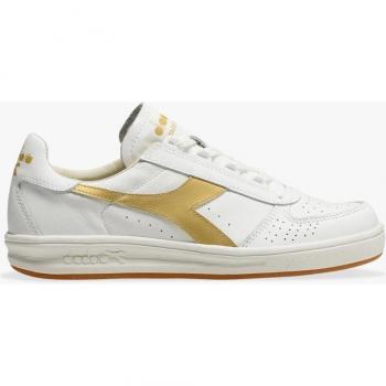 Diadora B Elite Italia Sport Sneakers, White/Gold, Male, Size: UK 6.5