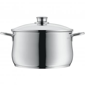 Olla Baja Diadem Plus 16 cm, Acero Inoxidable Cromargan con Tapa de Cristal