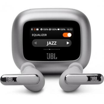 Auriculares True Wireless JBL Live Beam 3 con cancelación de ruido, diseño Stick Closed, audio de alta resolución y color Plata
