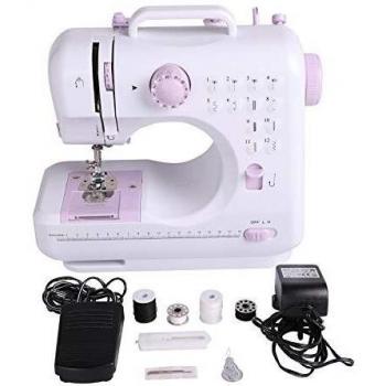 Sfeomi Maquina de Coser Electrica 12 Puntadas Mini Maquina de Coser Portatil con Luz de LED Sewing Machine para Ropa, Fundas de Almohadas, Sábanas
