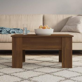 Mesa de centro de madera contrachapada roble marrón 79x49x41 cm