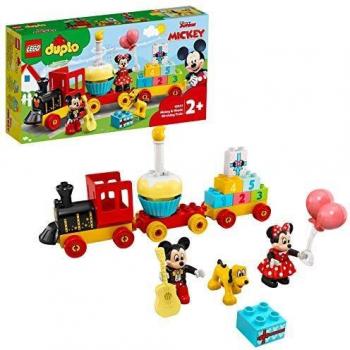 LEGO 10941 Duplo Tren de Cumpleaños de Mickey y Minnie, Juguete para Niños de 2, 3 y 4 Años o Más, Figura de Pluto, Tarta y Vela, Regalos para Bebés