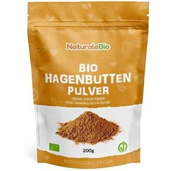 Rosa Mosqueta Ecológica Cruda en Polvo 200g. Escaramujo Bio molido entero, Natural y puro. Bayas de Rosa Canina Orgánica. Rica en vitamina C, ideal para infusiones, tisanas y batidos. NaturaleBio