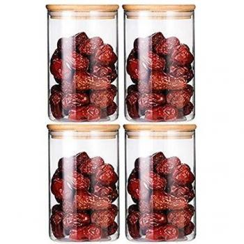VIVILINEN Juegos de Tarros de Almacenamiento de Cristal con Hermético Tapa de Bambú, Recipientes Organizador de Varios Tamaños para Conservar Alimentos Té,Café,Azúca,Harina,Pasta