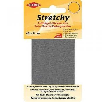 Kleiber Iron On Elasticated Clothing Repair Tape, 40cm x 6cm, Grey, Plateado, 2 Unidades