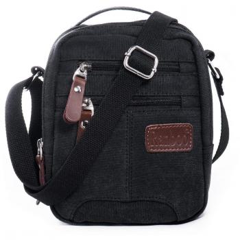 Hengwin Casual Bolso Bandolera Hombre Pequeño de Lona de Tela Bolsa de Viaje con Multiples Bolsillos, Negro