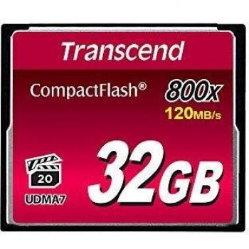 Transcend 32GB CompactFlash 800 Memory Card, Up to 120/60 MB/s, Supports High-Speed Ultra DMA Transfer Mode 7, Ideal for Ultra-High Resolution Full HD and 3D Video Recording TS32GCF800