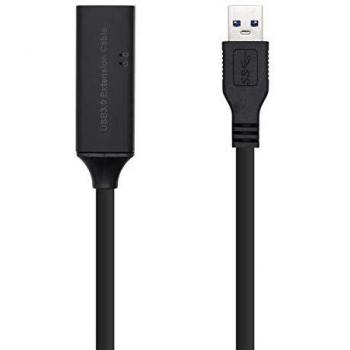 AISENS - A105-0407 - Cable USB 3.0 PROLONGADOR con Amplificador, Tipo A/M-A/H, Negro, 5.0M