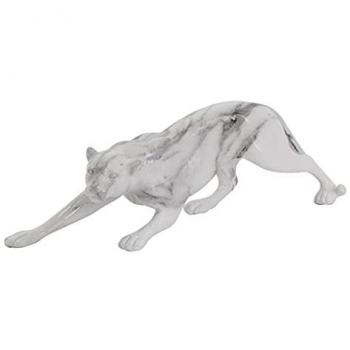 Figura decorativa Leopardo en resina efecto mármol blanco 6x28x10cm