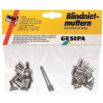 Kit de Tuercas Remachables GESIPA M4/M5 - 34 Piezas