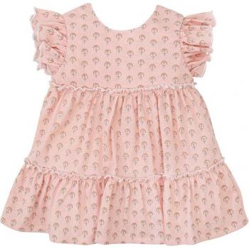 Vestido de niña estampado con volantes en color rosa