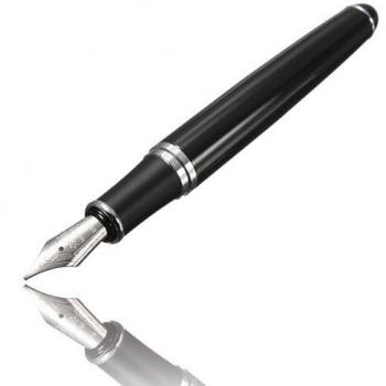 Jinhao X750 Negro suave Y Silver Fountain 18kgp pluma de tinta M Plumín