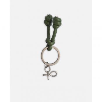 Llavero nudos de piel detalle verde para Hombre