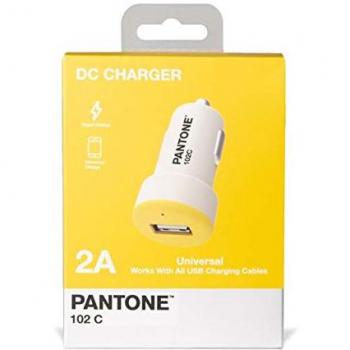 Cargador de Auto Universal Blanco y Amarillo 2.1A para Dispositivos Móviles