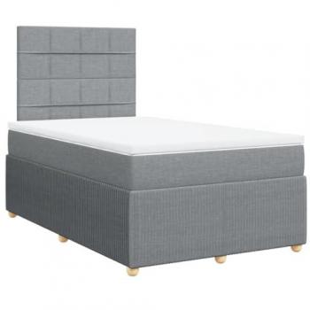 Cama box spring con colchón de muelles en tela gris claro 120x190 cm