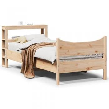 Estructura de cama con cabecero 75x190 cm madera maciza de pino