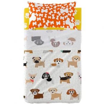 Juego de Sábanas HappyFriday Mr Fox Perros Multicolor para Cuna de Bebé 2 Piezas