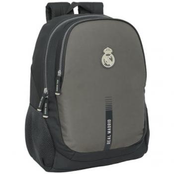 Mochila Escolar Adaptable a Carro Real Madrid 3ª Equipación 24/25 - Gris, 32x16x44 cm, Ideal para Niños, Cómoda y Resistente