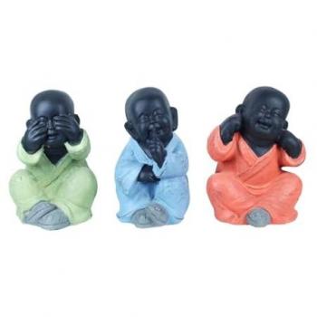 Figuras De Buda Sentados - Set de 3 Unidades - Multicolor - Colección Oriental - Dimensiones: 18x18x24cm - Marca: Signes Grimalt by SIGRIS