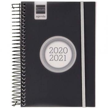 Finocam - Agenda Curso 2020-2021 E8, 120 x 171 1 Día Página Espir Label, Negro, Español